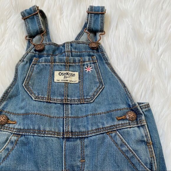 Oshkosh B’gosh overall embroidered denim pants 9M - Picture 2 of 6